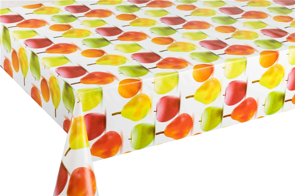 PVC Personalized Table Cloth with Nonwoven Backing Vinyl Fruit Design Tablecloth